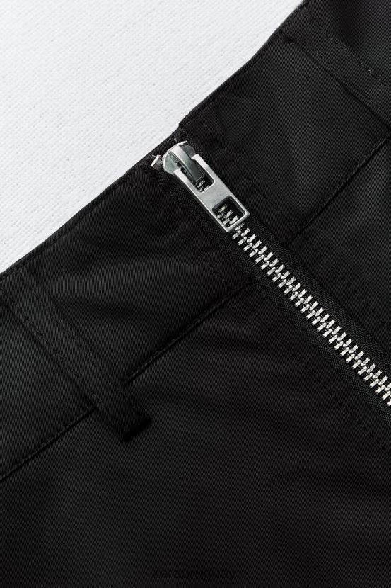 Zara falda de nailon con cremallera mujer H6RHL2634 negro ropa