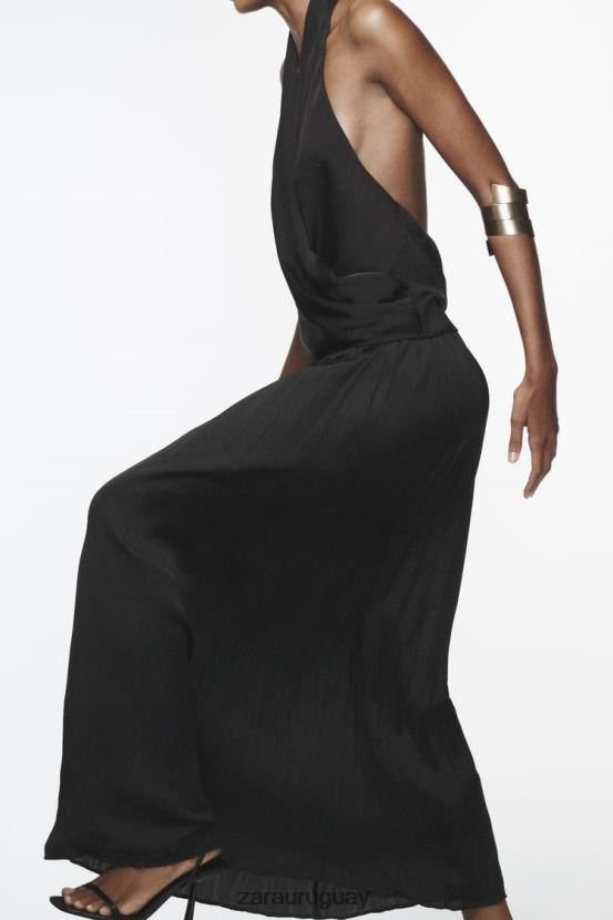 Zara falda larga con efecto arrugado mujer H6RHL2694 negro ropa