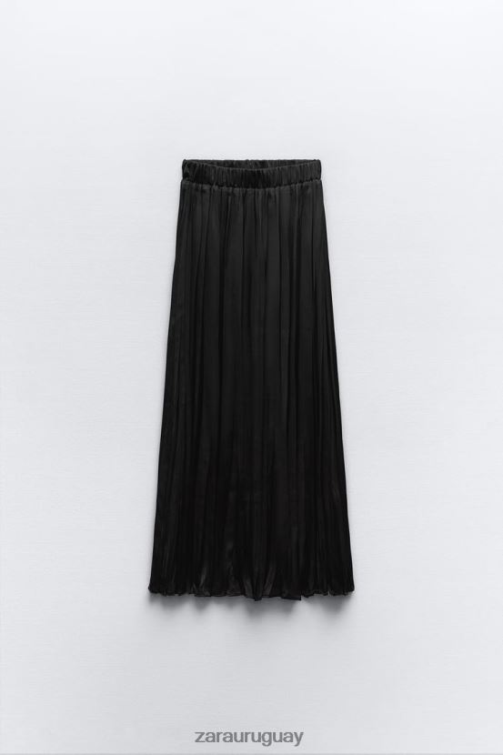 Zara falda larga con efecto arrugado mujer H6RHL2694 negro ropa
