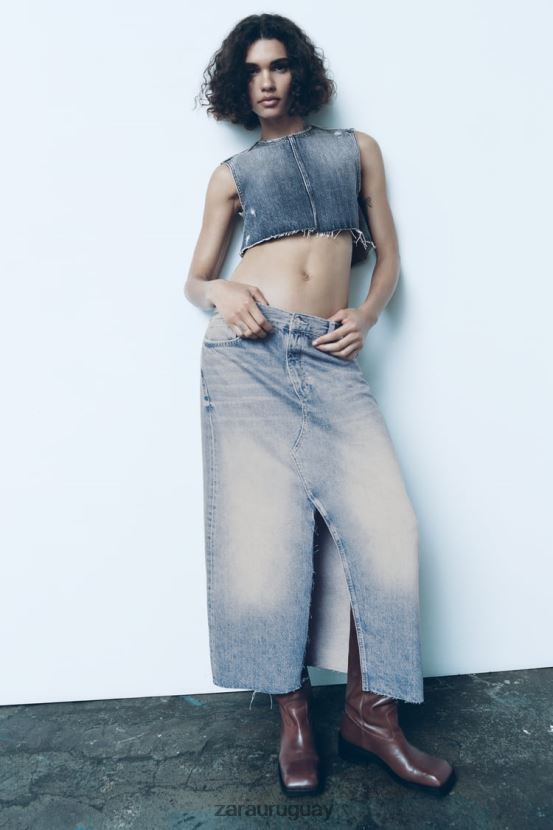 Zara falda larga de mezclilla trf mujer H6RHL2676 azul ropa