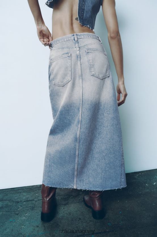 Zara falda larga de mezclilla trf mujer H6RHL2676 azul ropa