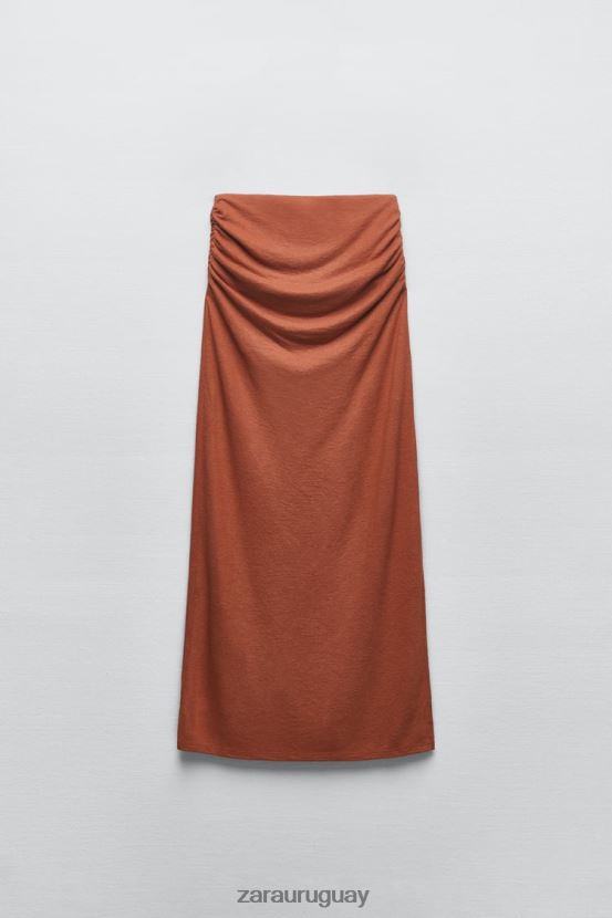 Zara falda larga rustica mujer H6RHL2723 terracota ropa