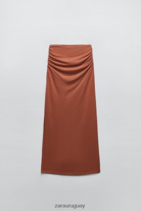 Zara falda larga rustica mujer H6RHL2723 terracota ropa