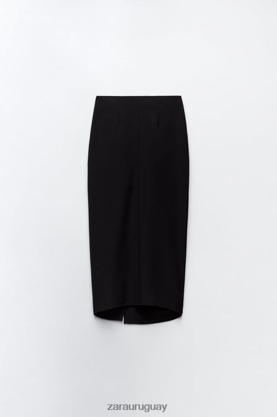 Zara falda midi anudada mujer H6RHL2649 negro ropa