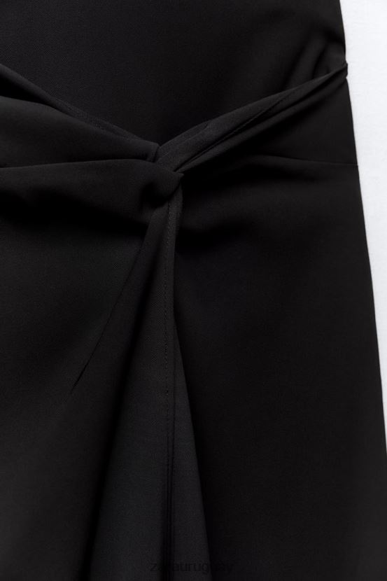 Zara falda midi anudada mujer H6RHL2649 negro ropa