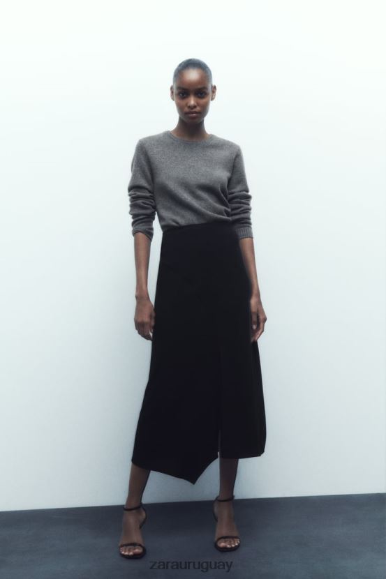 Zara falda midi asimétrica mujer H6RHL2664 negro ropa