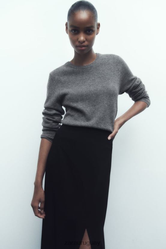 Zara falda midi asimétrica mujer H6RHL2664 negro ropa