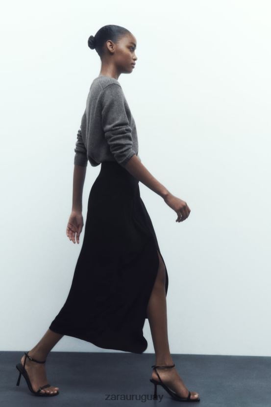 Zara falda midi asimétrica mujer H6RHL2664 negro ropa