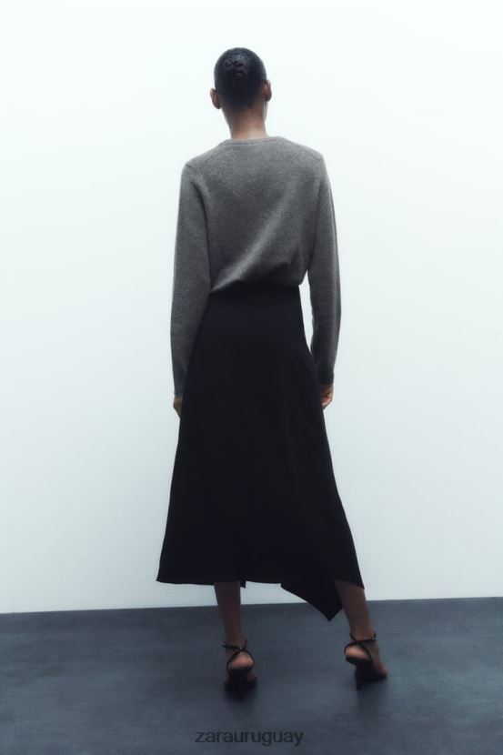 Zara falda midi asimétrica mujer H6RHL2664 negro ropa