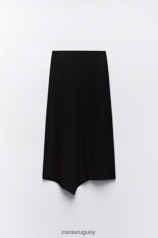 Zara falda midi asimétrica mujer H6RHL2664 negro ropa