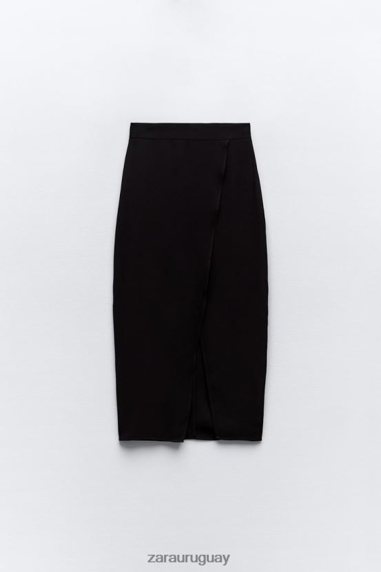 Zara falda midi con abertura mujer H6RHL2651 negro ropa
