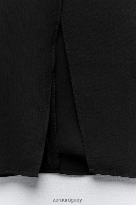 Zara falda midi con abertura mujer H6RHL2651 negro ropa
