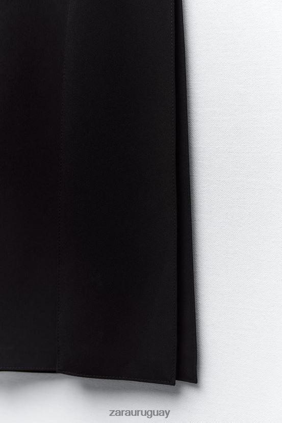 Zara falda midi con tiras mujer H6RHL2690 negro ropa