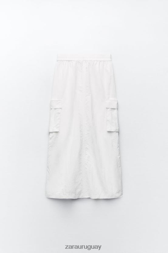 Zara falda midi de nailon mujer H6RHL2719 blanco ropa