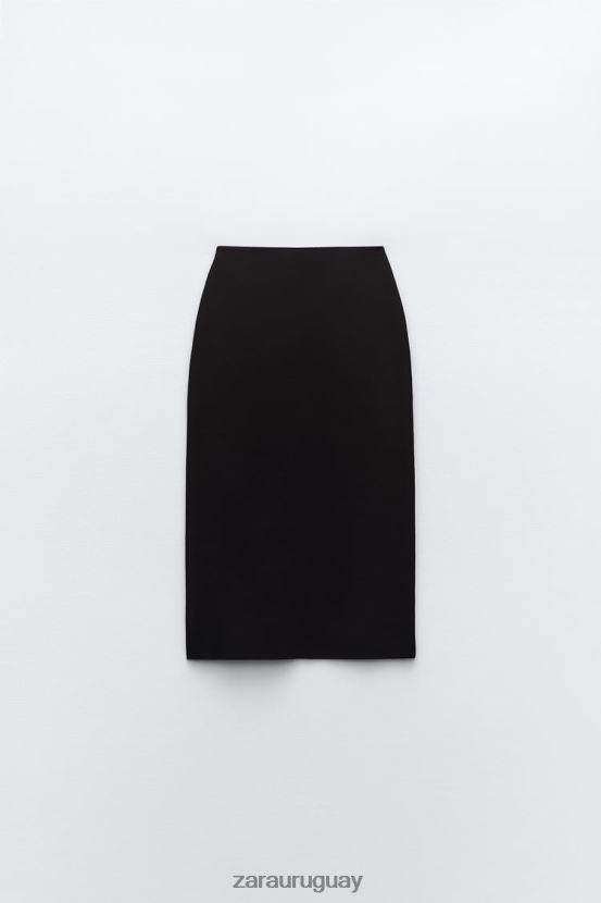 Zara falda midi de punto mujer H6RHL2644 negro ropa