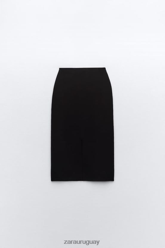 Zara falda midi de punto mujer H6RHL2644 negro ropa