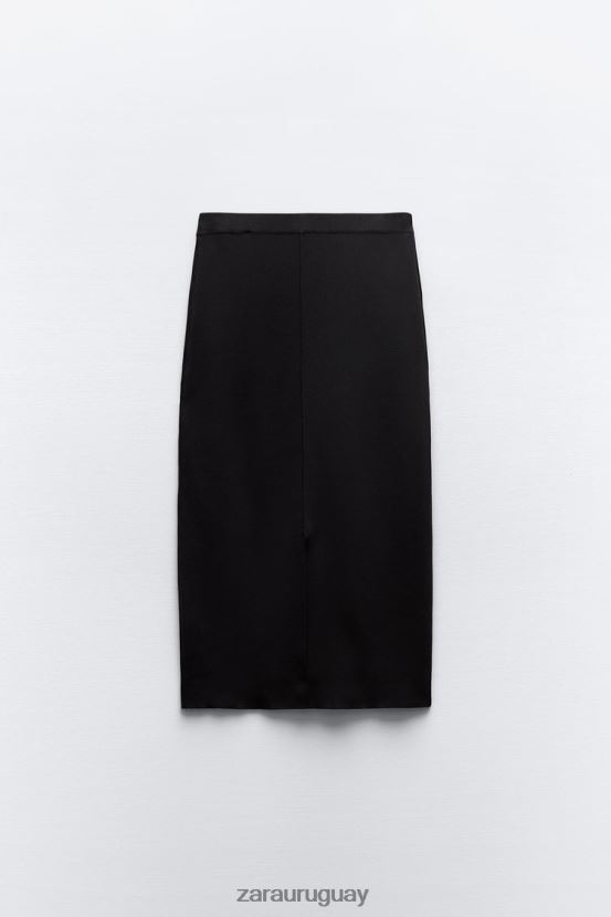 Zara falda midi de punto mujer H6RHL2677 negro ropa