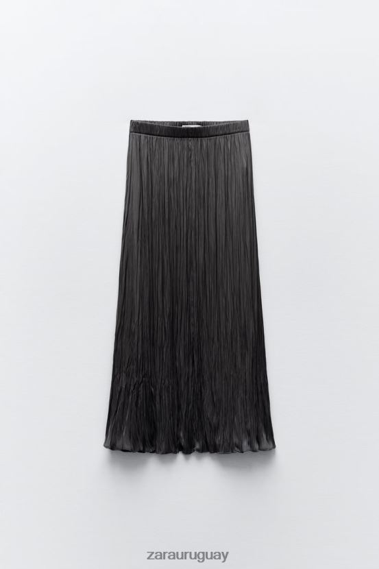 Zara falda midi plisada mujer H6RHL2657 gris ropa