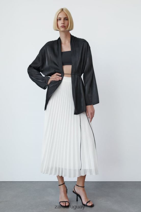 Zara falda midi plisada mujer H6RHL2672 blanco ropa
