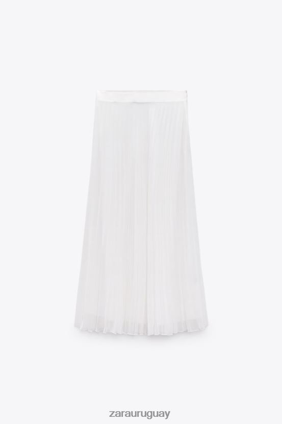 Zara falda midi plisada mujer H6RHL2672 blanco ropa