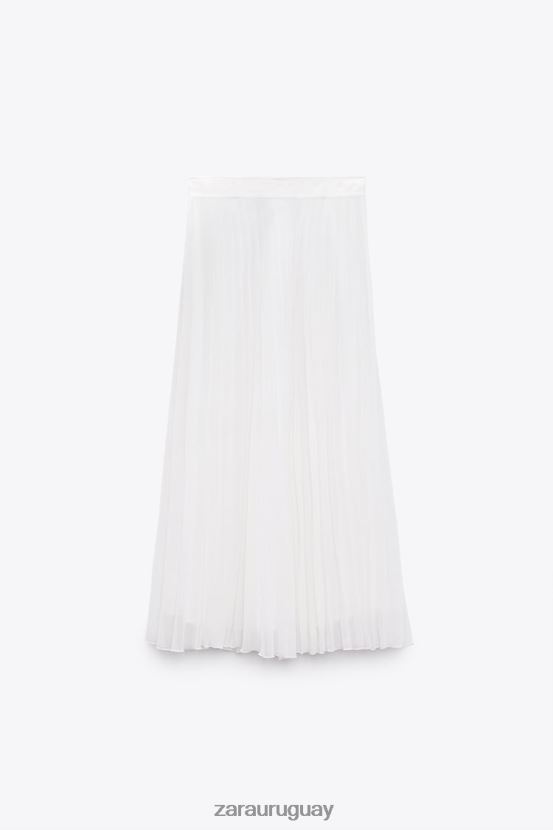 Zara falda midi plisada mujer H6RHL2672 blanco ropa