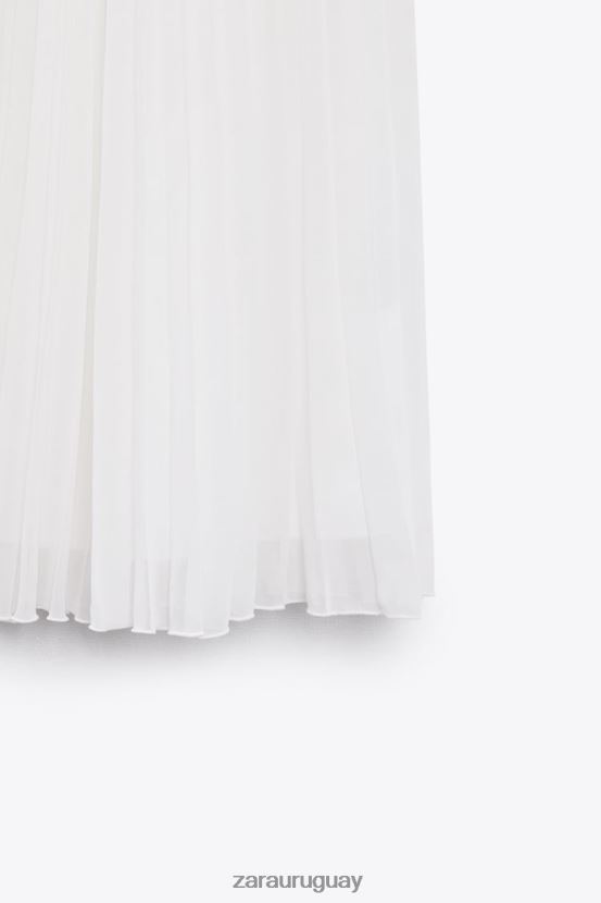Zara falda midi plisada mujer H6RHL2672 blanco ropa