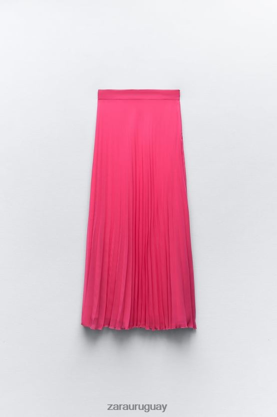 Zara falda midi plisada mujer H6RHL2697 fucsia ropa