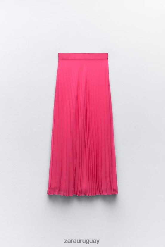Zara falda midi plisada mujer H6RHL2697 fucsia ropa