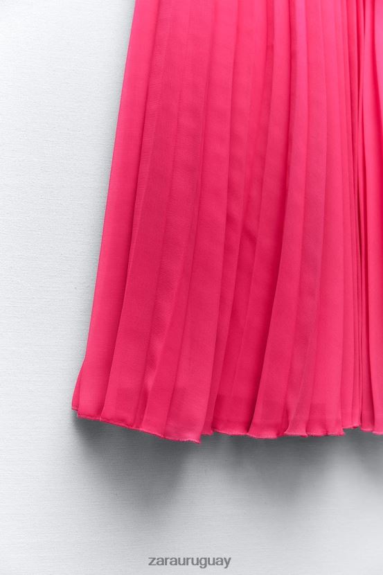 Zara falda midi plisada mujer H6RHL2697 fucsia ropa