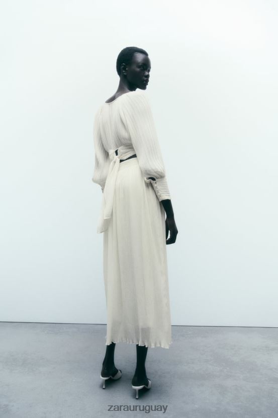 Zara falda midi plisada mujer H6RHL2700 ostra blanca ropa