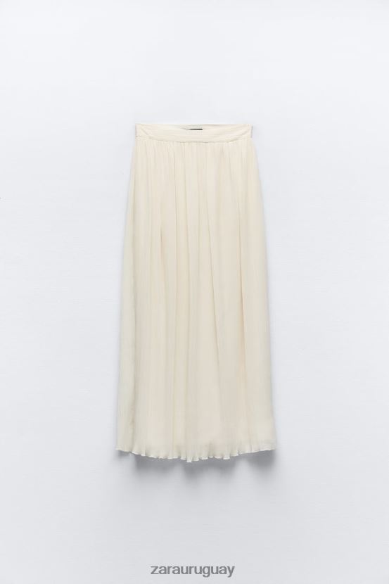 Zara falda midi plisada mujer H6RHL2700 ostra blanca ropa