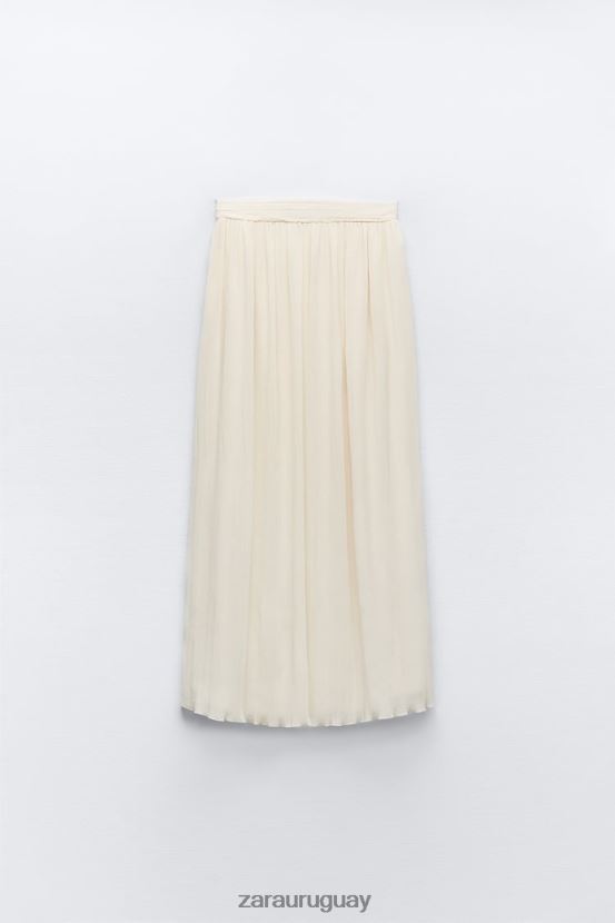 Zara falda midi plisada mujer H6RHL2700 ostra blanca ropa