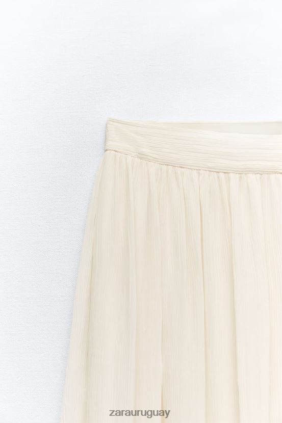 Zara falda midi plisada mujer H6RHL2700 ostra blanca ropa