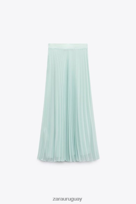 Zara falda midi plisada mujer H6RHL2710 Mar verde ropa