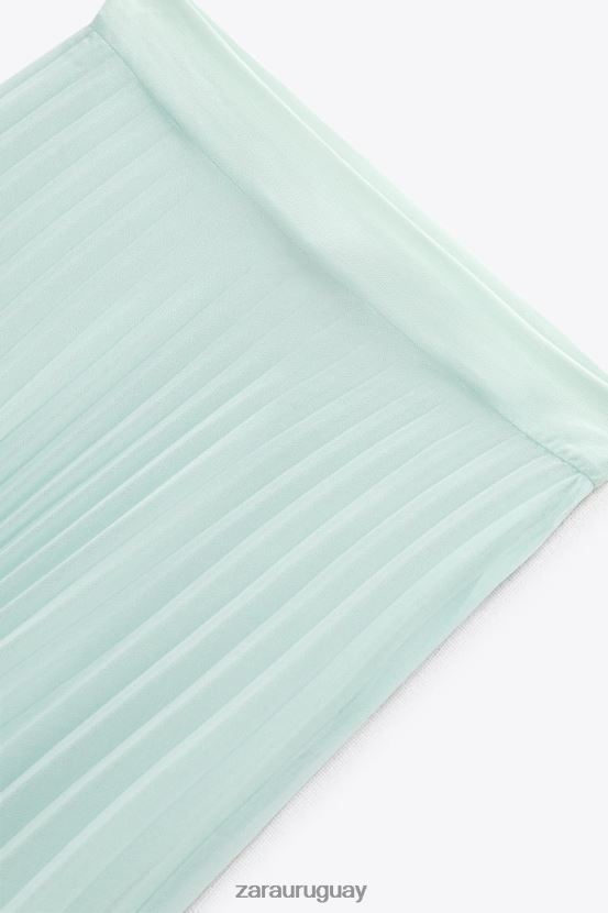 Zara falda midi plisada mujer H6RHL2710 Mar verde ropa
