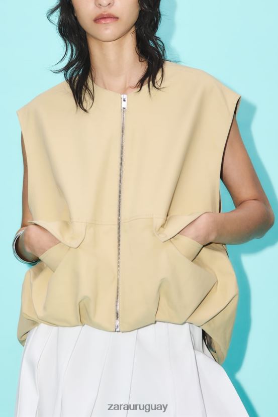 Zara falda midi plisada mujer H6RHL2718 crudo ropa