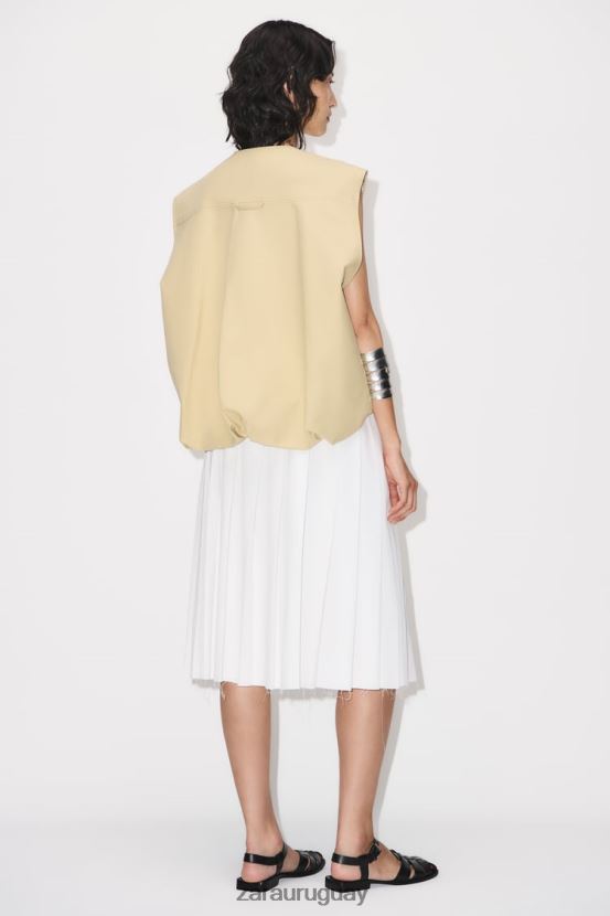 Zara falda midi plisada mujer H6RHL2718 crudo ropa