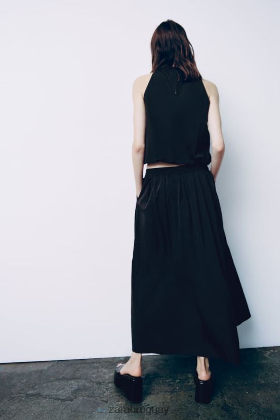 Zara falda midi voluminosa mujer H6RHL2675 negro ropa
