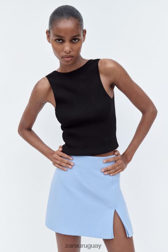 Zara falda pantalón con aberturas mujer H6RHL2536 azul claro ropa