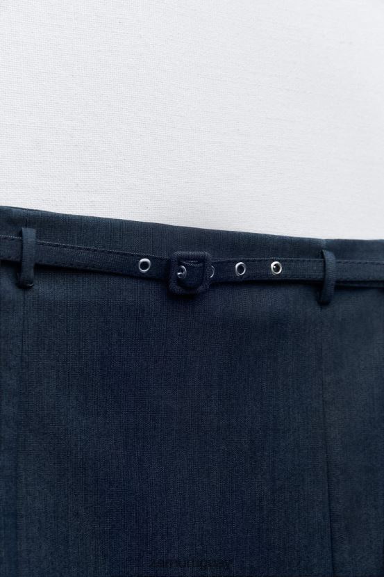 Zara falda pantalón con cinturón mujer H6RHL2608 índigo ropa