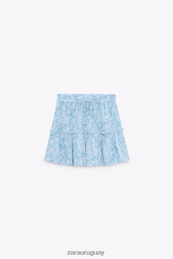 Zara falda pantalón con estampado de corazones mujer H6RHL2604 azul claro ropa