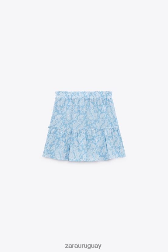 Zara falda pantalón con estampado de corazones mujer H6RHL2604 azul claro ropa