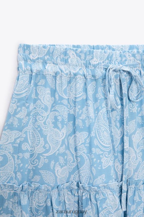 Zara falda pantalón con estampado de corazones mujer H6RHL2604 azul claro ropa