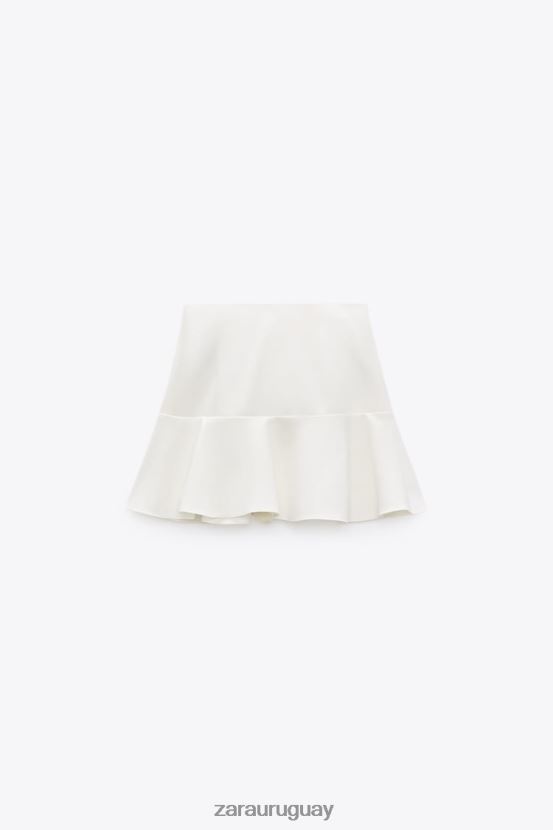 Zara falda pantalón con ribete de lazo mujer H6RHL2560 ostra blanca ropa