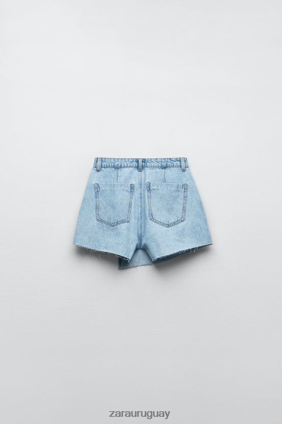 Zara falda-pantalón cruzada con botones z1975 mujer H6RHL2534 azul claro ropa