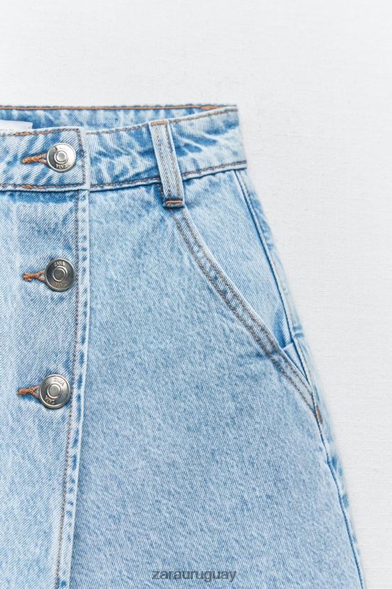 Zara falda-pantalón cruzada con botones z1975 mujer H6RHL2534 azul claro ropa