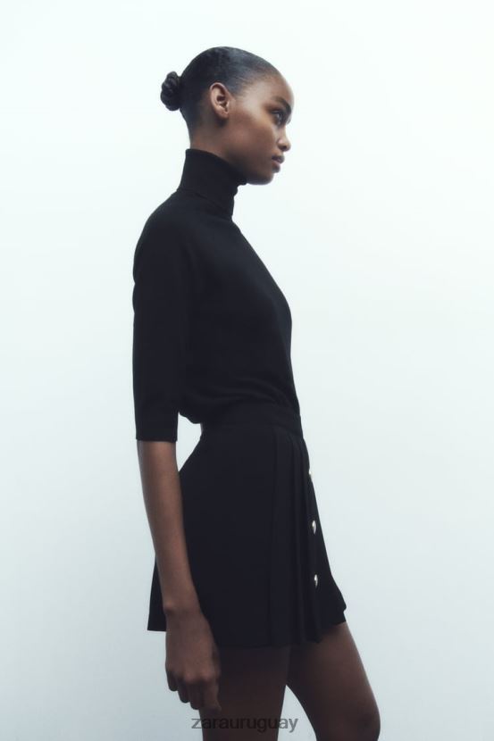 Zara falda pantalón plisada mujer H6RHL2539 negro ropa