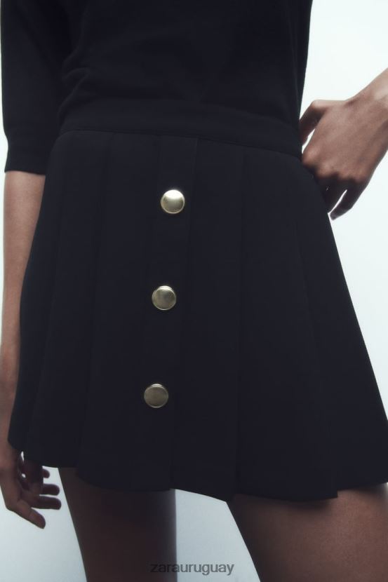 Zara falda pantalón plisada mujer H6RHL2539 negro ropa