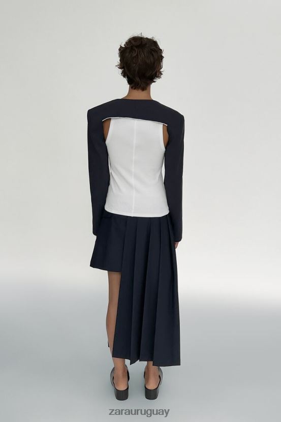 Zara falda plisada asimétrica mujer H6RHL2724 azul marino oscuro ropa