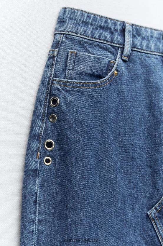 Zara falda vaquera con anilla z1975 mujer H6RHL2668 azul medio ropa